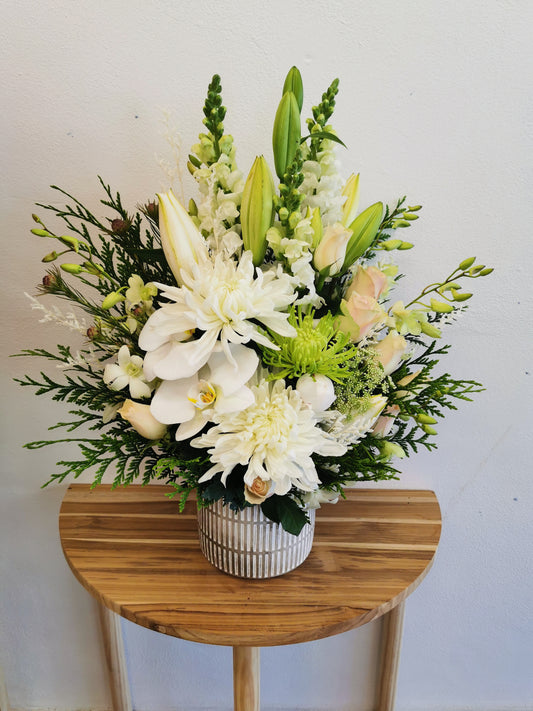 Premium sympathy pot arrangement